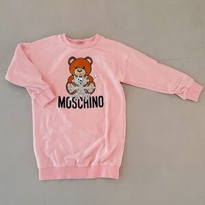 Moschino Girls Pink Sweatshirt Logo Mini Dress